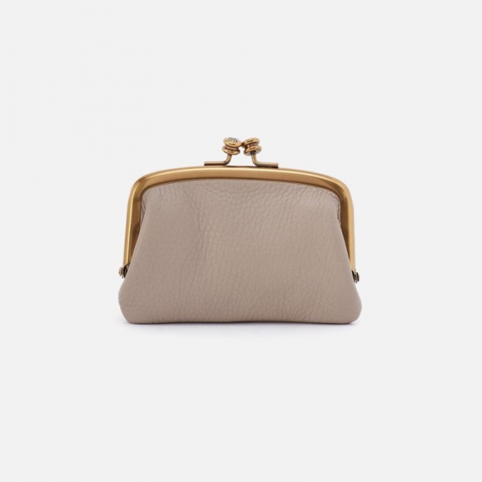 Hobo Women's Cora Frame Card Holder in Pebbled Leather - Taupe | New Arrivals