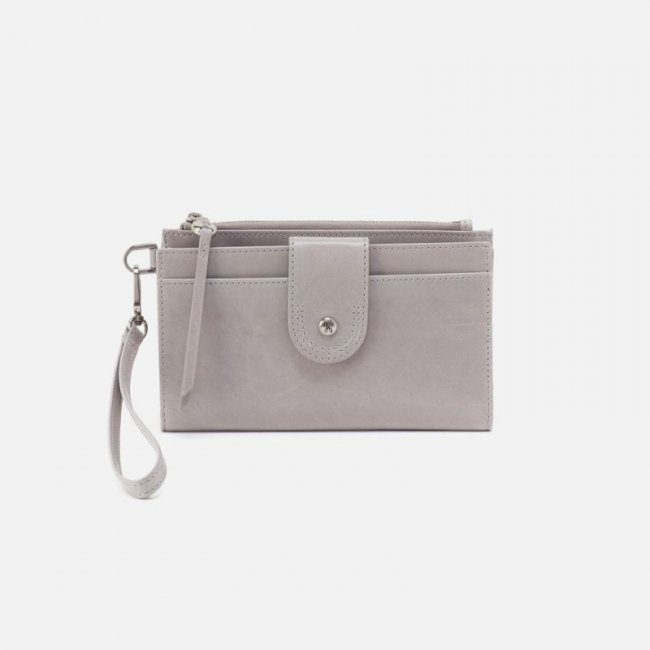 Hobo Women's Kali Phone Wallet in Polished Leather - Light Grey | New Arrivals