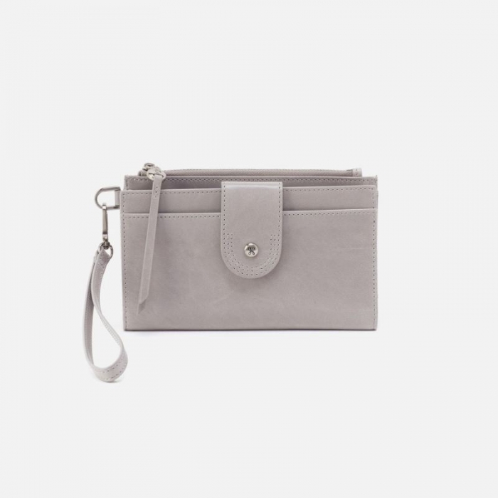 Hobo Women's Kali Phone Wallet in Polished Leather - Light Grey | New Arrivals