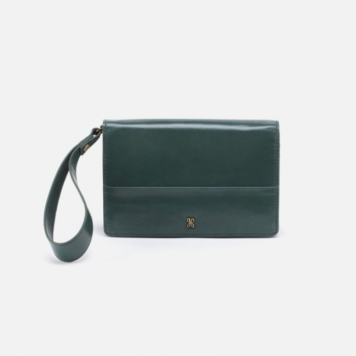 Hobo Women's Jill Wristlet in Polished Leather - Sage Leaf | New Arrivals