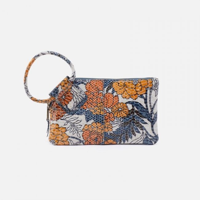 Hobo Women's Sable Wristlet in Printed Leather - Orange Blossom | New Arrivals