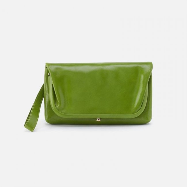 Hobo Women's Lauren Wristlet in Polished Leather - Garden Green | New Arrivals