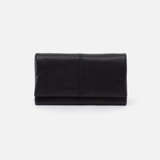 Hobo Women's Keen Continental Wallet in Pebbled Leather - Black | New Arrivals