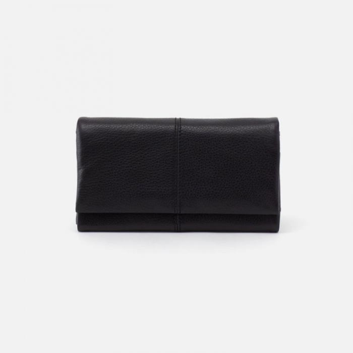 Hobo Women's Keen Continental Wallet in Pebbled Leather - Black | New Arrivals