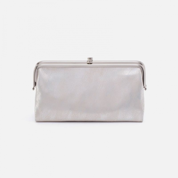 Hobo Women's Lauren Clutch-Wallet in Metallic Leather - Silver | New Arrivals