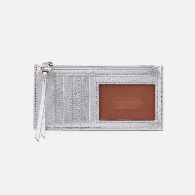 Hobo Women's Carte Card Case in Metallic Leather - Argento | New Arrivals