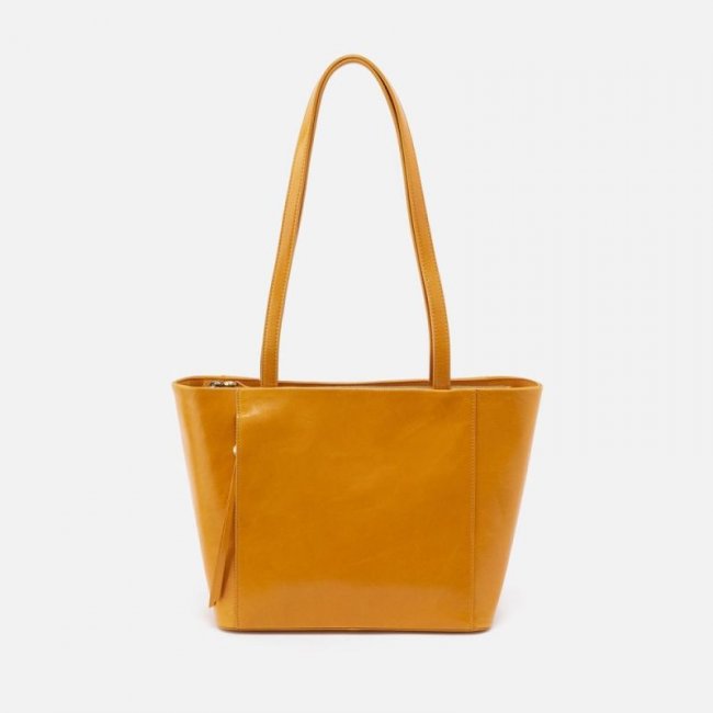 Hobo Women's Haven Tote in Polished Leather - Warm Amber | New Arrivals