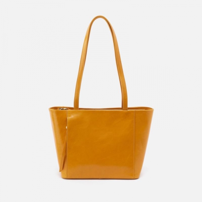 Hobo Women's Haven Tote in Polished Leather - Warm Amber | New Arrivals