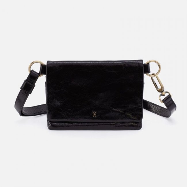 Hobo Women's Winn Belt Bag in Polished Leather - Black | New Arrivals