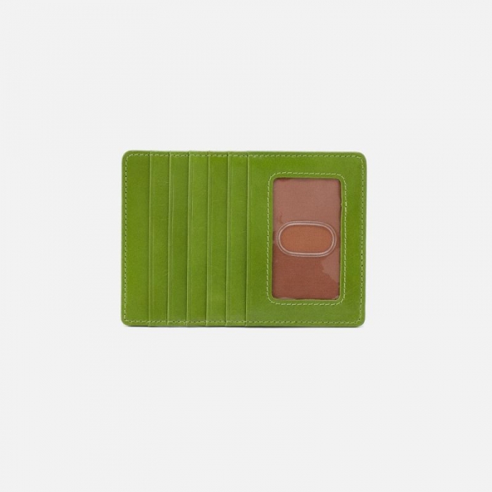 Hobo Women's Euro Slide Card Case in Polished Leather - Garden Green | New Arrivals