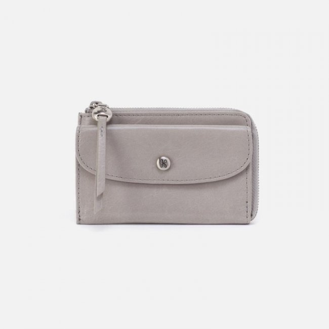 Hobo Women's Addi Card Case in Polished Leather - Light Grey | New Arrivals