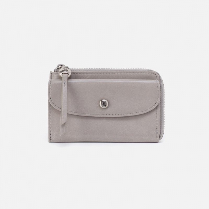 Hobo Women's Addi Card Case in Polished Leather - Light Grey | New Arrivals