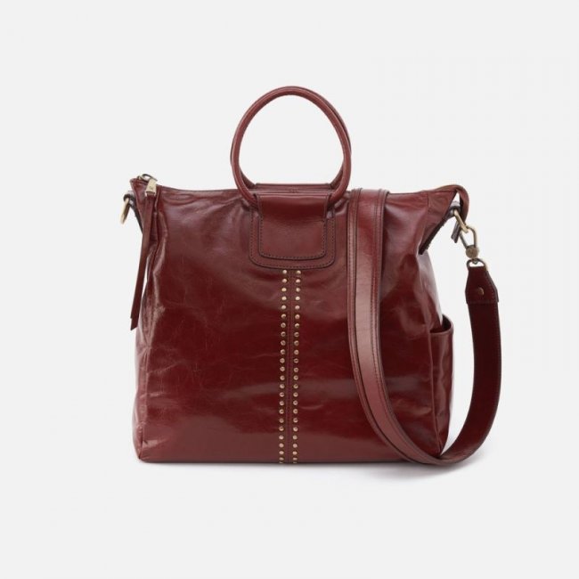 Hobo Women's Sheila Large Satchel in Polished Leather With Studs - Henna | New Arrivals