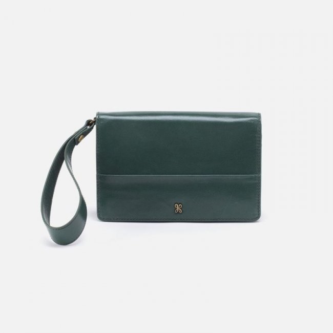 Hobo Women's Jill Wristlet in Polished Leather - Sage Leaf | New Arrivals
