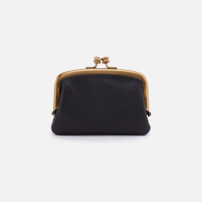 Hobo Women's Cora Frame Card Holder in Pebbled Leather - Black | New Arrivals