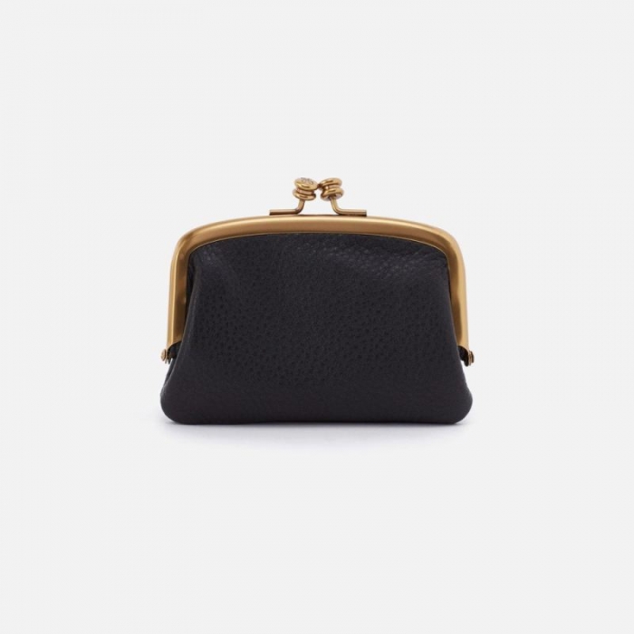 Hobo Women's Cora Frame Card Holder in Pebbled Leather - Black | New Arrivals