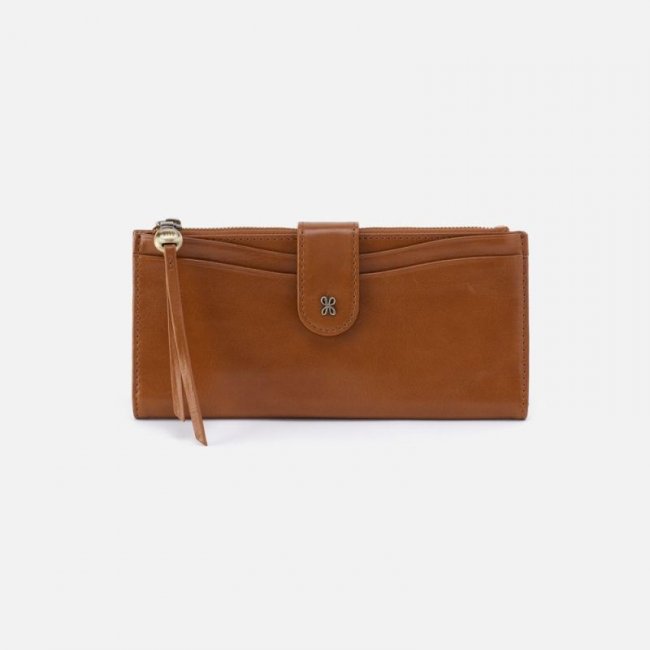 Hobo Women's Max Continental Wallet in Polished Leather - Truffle | New Arrivals