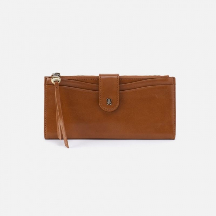 Hobo Women's Max Continental Wallet in Polished Leather - Truffle | New Arrivals