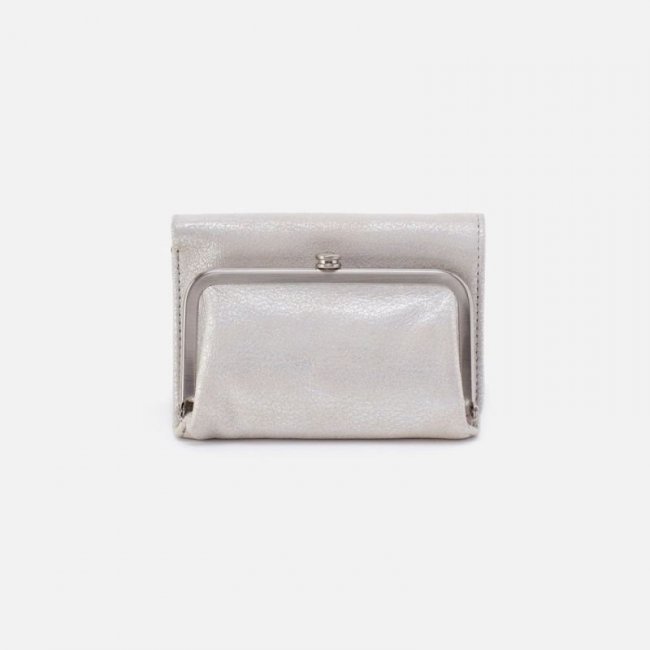 Hobo Women's Robin Compact Wallet in Metallic Leather - Silver | New Arrivals