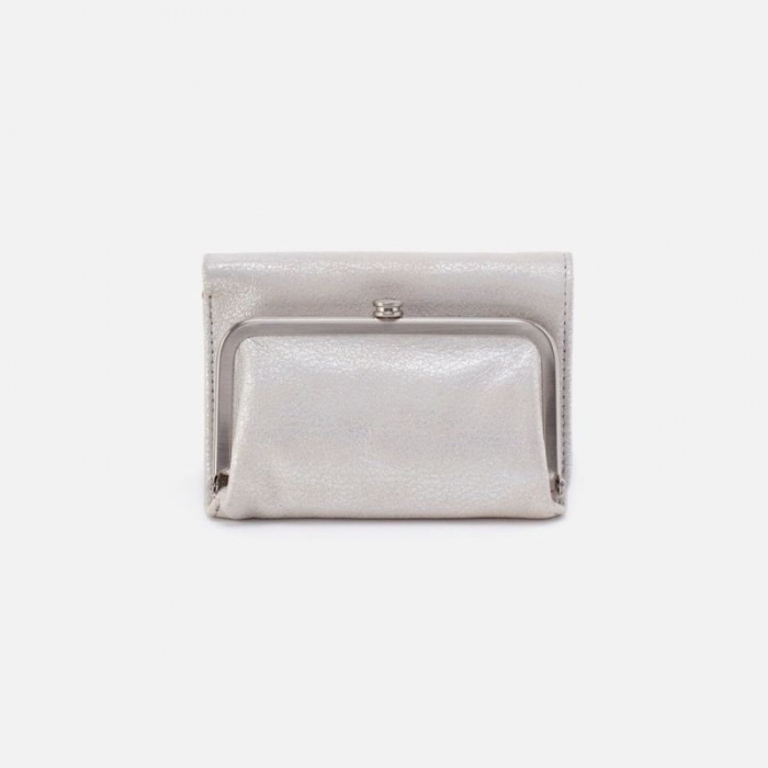 Hobo Women's Robin Compact Wallet in Metallic Leather - Silver | New Arrivals