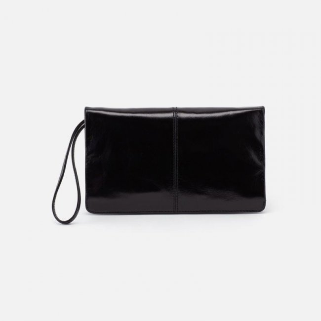 Hobo Women's Evolve Wristlet in Polished Leather - Black | New Arrivals