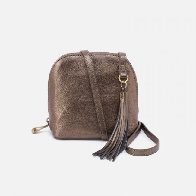 Hobo Women's Nash Crossbody in Pebbled Metallic Leather - Pewter | New Arrivals