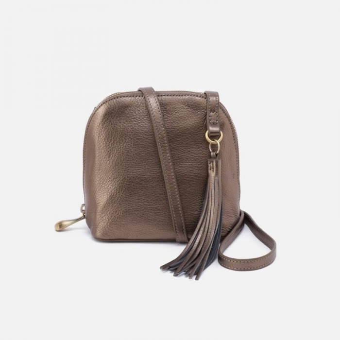 Hobo Women's Nash Crossbody in Pebbled Metallic Leather - Pewter | New Arrivals