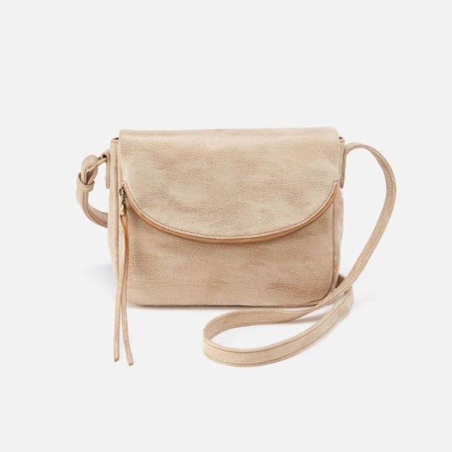 Hobo Women's Fern Messenger Crossbody in Metallic Leather - Gold Leaf | New Arrivals
