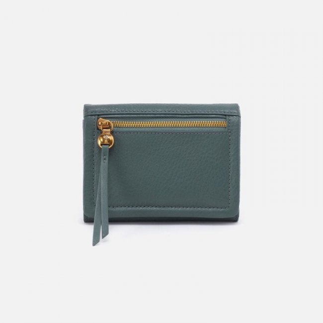 Hobo Women's Lumen Medium Bifold Compact Wallet in Pebbled Leather - Sage Leaf | New Arrivals