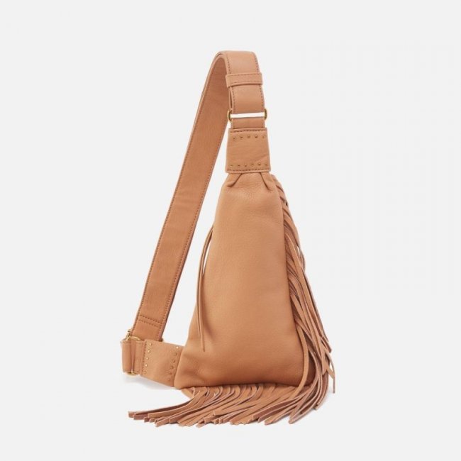 Hobo Women's Bodhi Sling in Pebbled Leather - Sandstorm With Fringe | New Arrivals