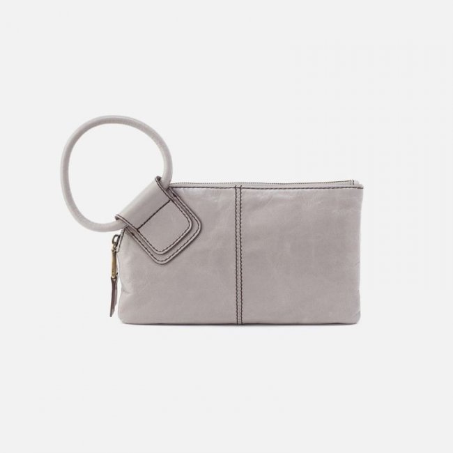 Hobo Women's Sable Wristlet in Polished Leather - Light Grey | New Arrivals