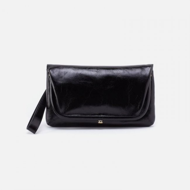 Hobo Women's Lauren Wristlet in Polished Leather - Black | New Arrivals