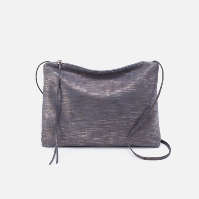 Hobo Women's Ziggy Crossbody in Linen Metallic Leather - Navy Linen | New Arrivals