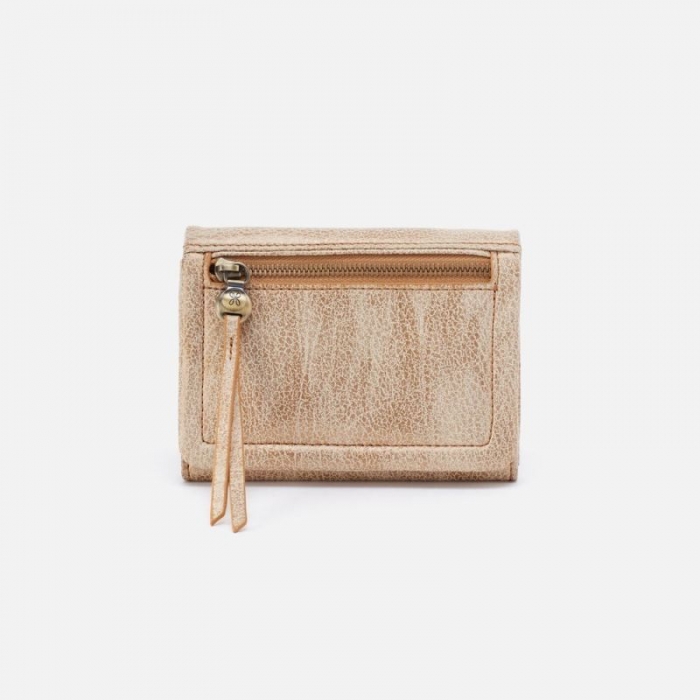 Hobo Women's Lumen Medium Bifold Compact Wallet in Metallic Leather - Gold Leaf | New Arrivals