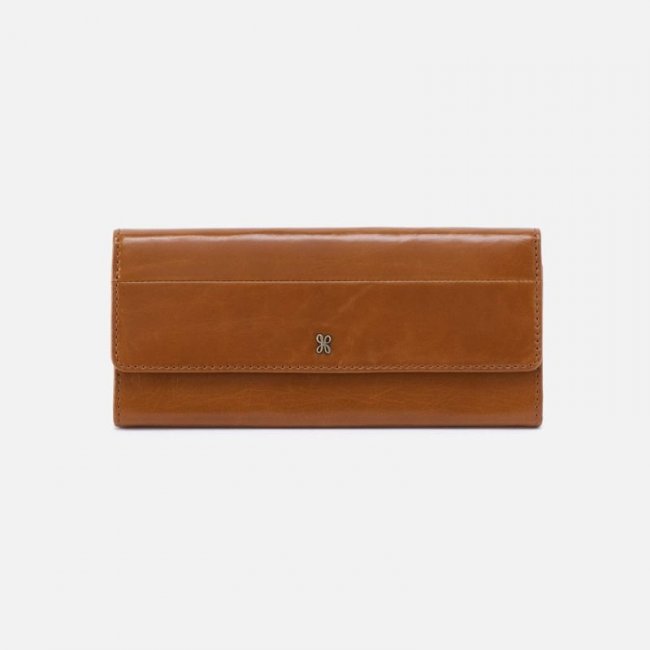 Hobo Women's Jill Large Trifold Wallet in Polished Leather - Truffle | New Arrivals