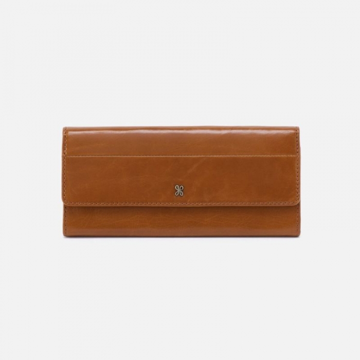 Hobo Women's Jill Large Trifold Wallet in Polished Leather - Truffle | New Arrivals