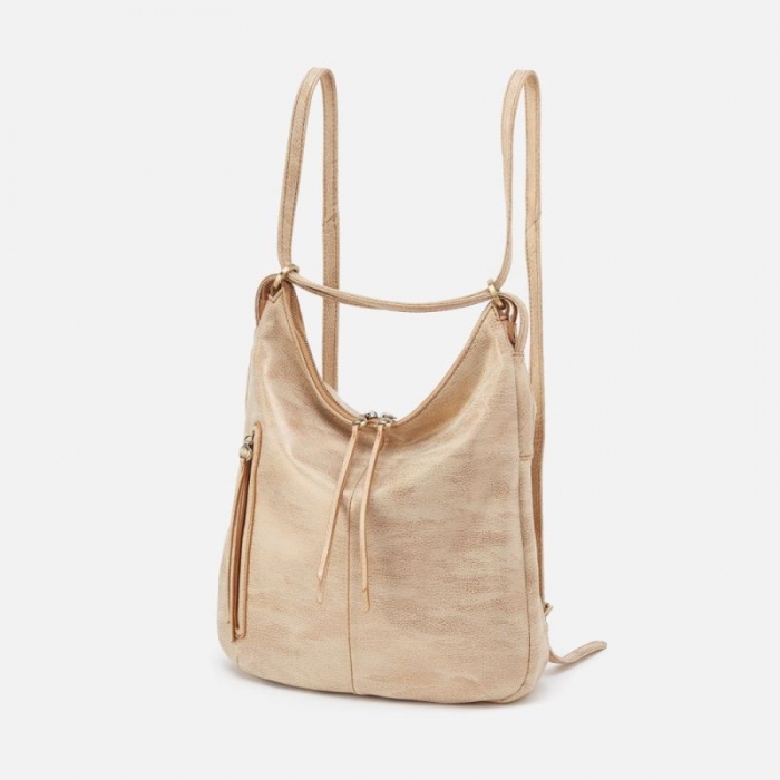 Hobo Women's Merrin Convertible Backpack in Metallic Leather - Gold Leaf | New Arrivals