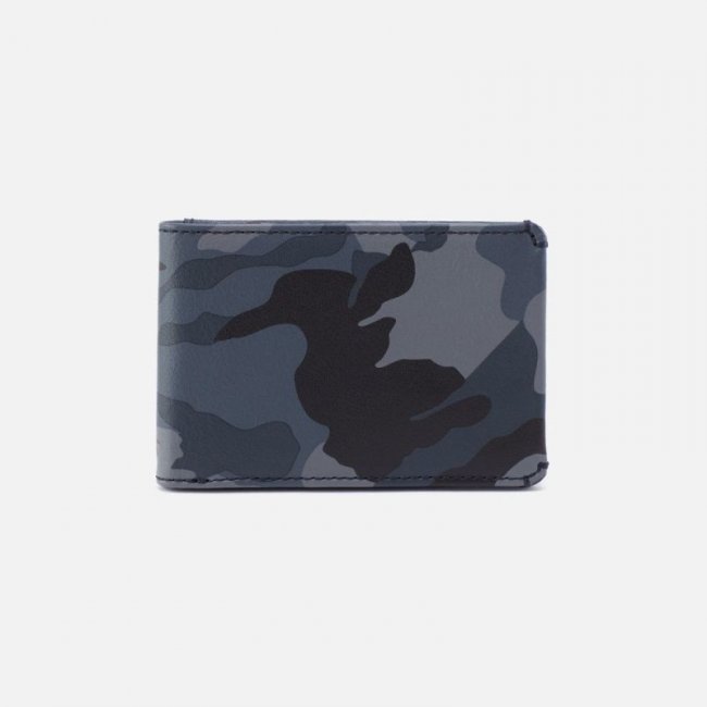 Hobo Women's Men's Bifold Wallet in Silk Napa Leather - Blue Camo | New Arrivals
