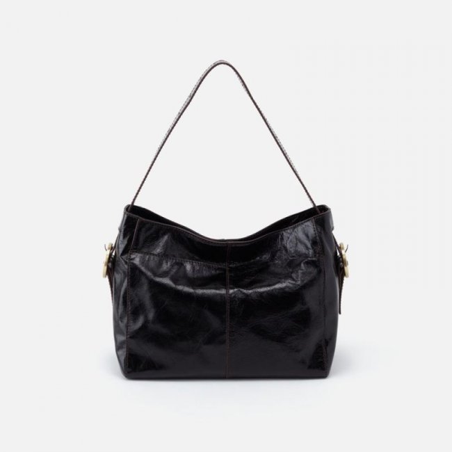 Hobo Women's Render Shoulder Bag in Polished Leather - Black | New Arrivals