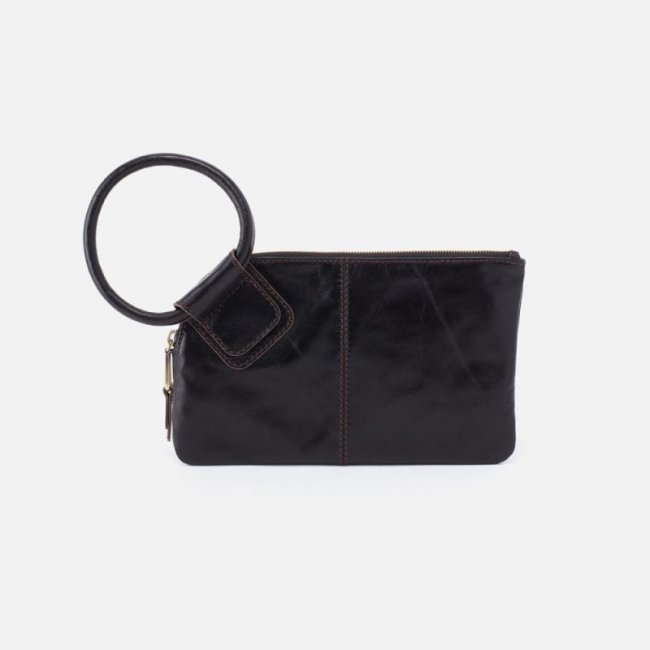 Hobo Women's Sable Wristlet in Polished Leather - Black | New Arrivals