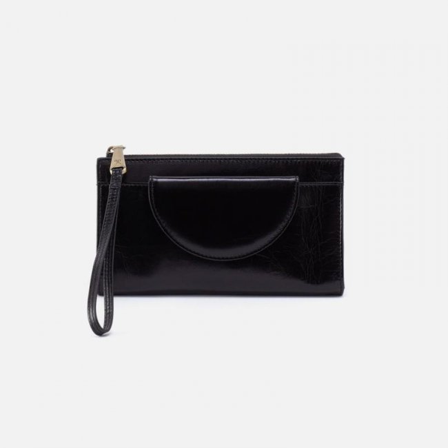 Hobo Women's Zenith Wristlet in Polished Leather - Black | New Arrivals