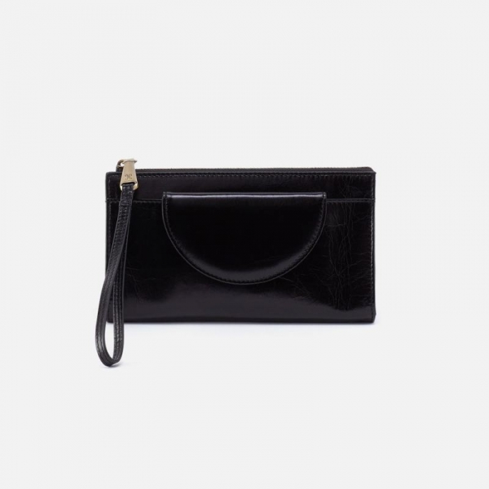 Hobo Women's Zenith Wristlet in Polished Leather - Black | New Arrivals