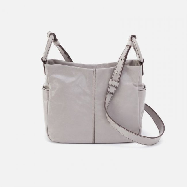 Hobo Women's Sheila Crossbody in Polished Leather - Light Grey | New Arrivals