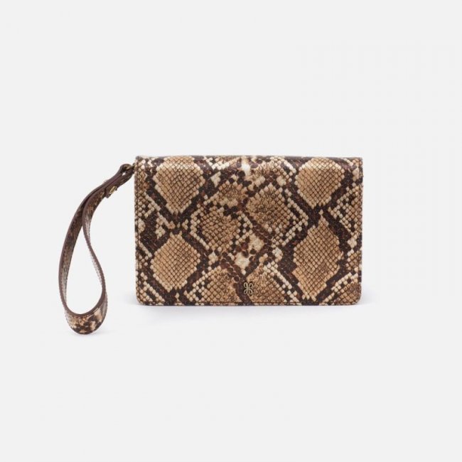 Hobo Women's Jill Wristlet in Printed Leather - Golden Snake | New Arrivals