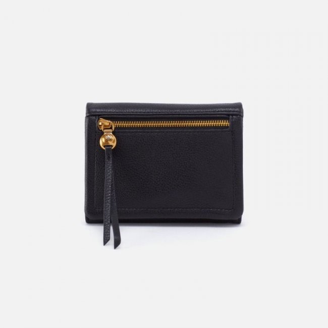 Hobo Women's Lumen Medium Bifold Compact Wallet in Pebbled Leather - Black | New Arrivals