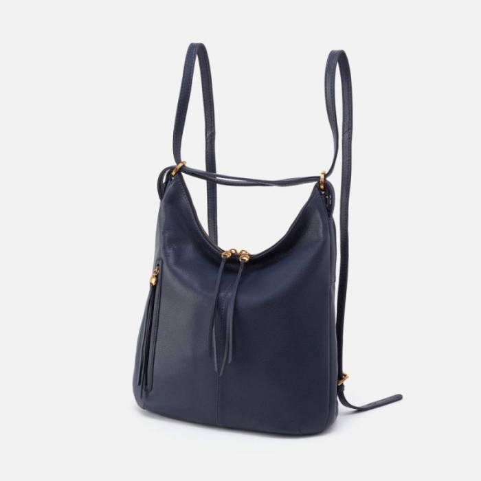 Hobo Women's Merrin Convertible Backpack in Pebbled Leather - Sapphire | New Arrivals
