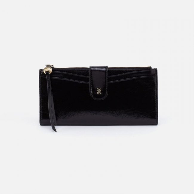 Hobo Women's Max Continental Wallet in Polished Leather - Black | New Arrivals