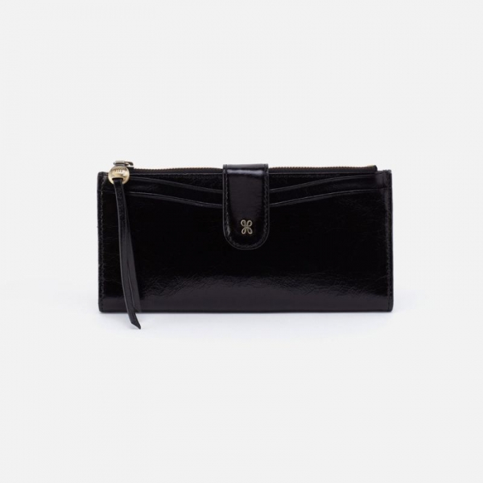 Hobo Women's Max Continental Wallet in Polished Leather - Black | New Arrivals