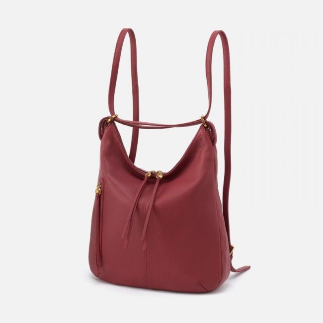 Hobo Women's Merrin Convertible Backpack in Pebbled Leather - Red Pear | New Arrivals