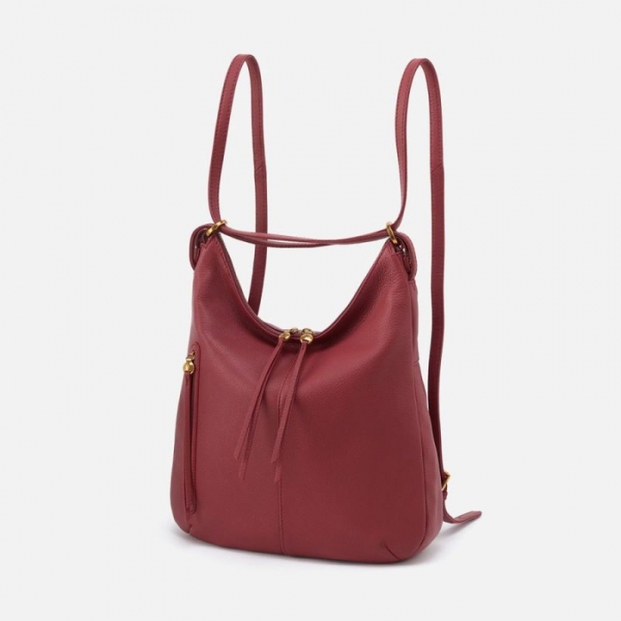 Hobo Women's Merrin Convertible Backpack in Pebbled Leather - Red Pear | New Arrivals
